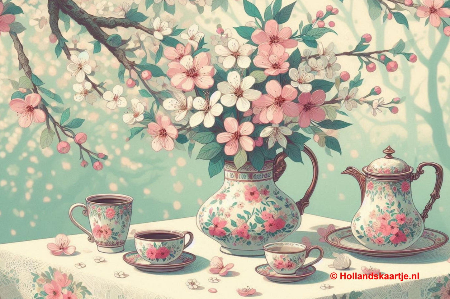 Ansichtkaart Bloesem Koffie