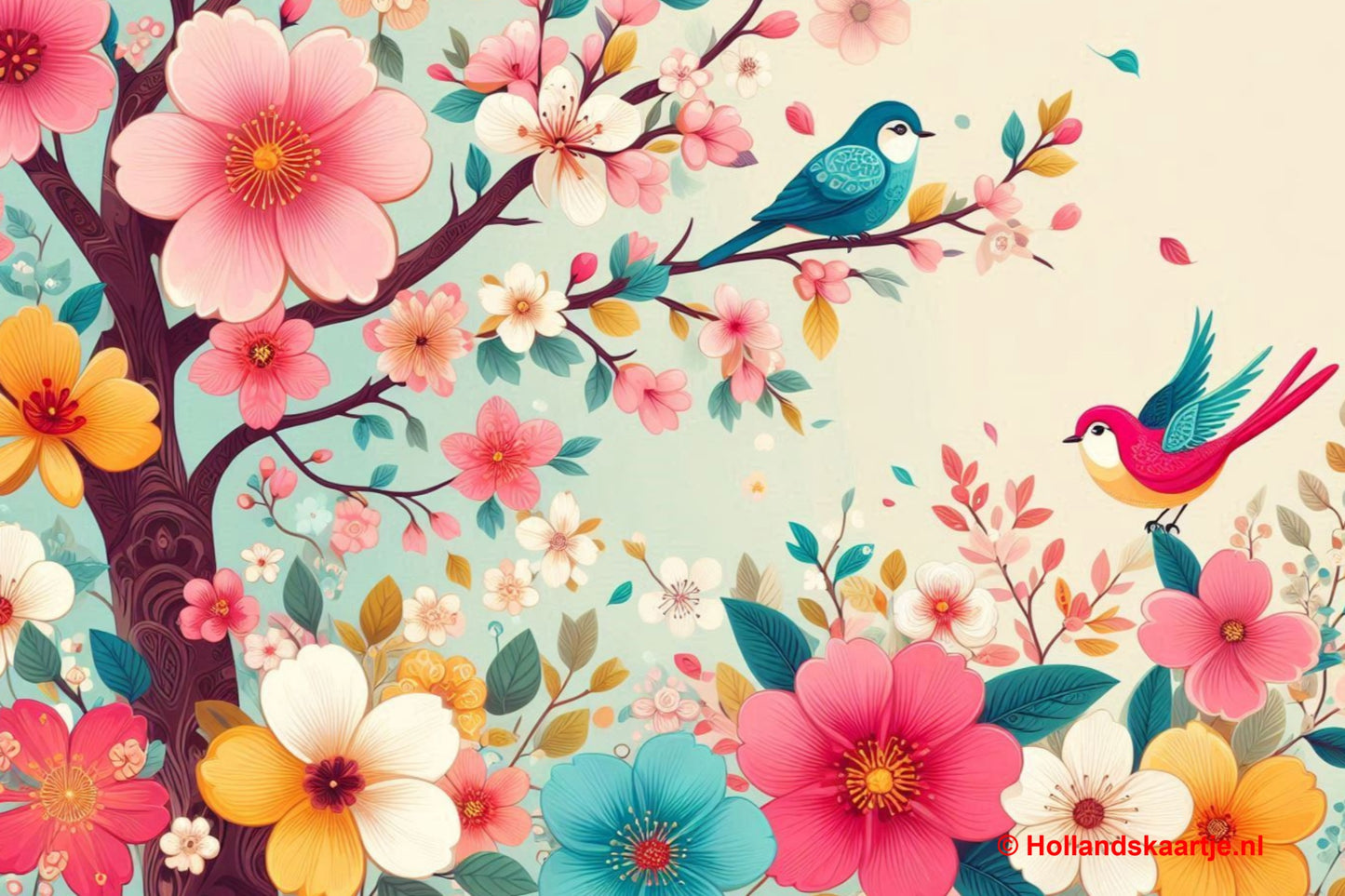 Ansichtkaart Lente Vogels