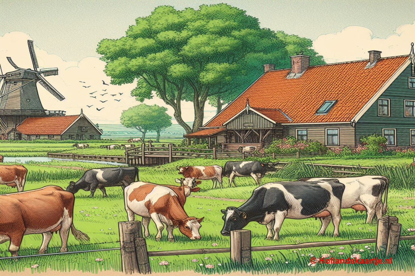 Ansichtkaart Boerderij met koeien Postcrossing