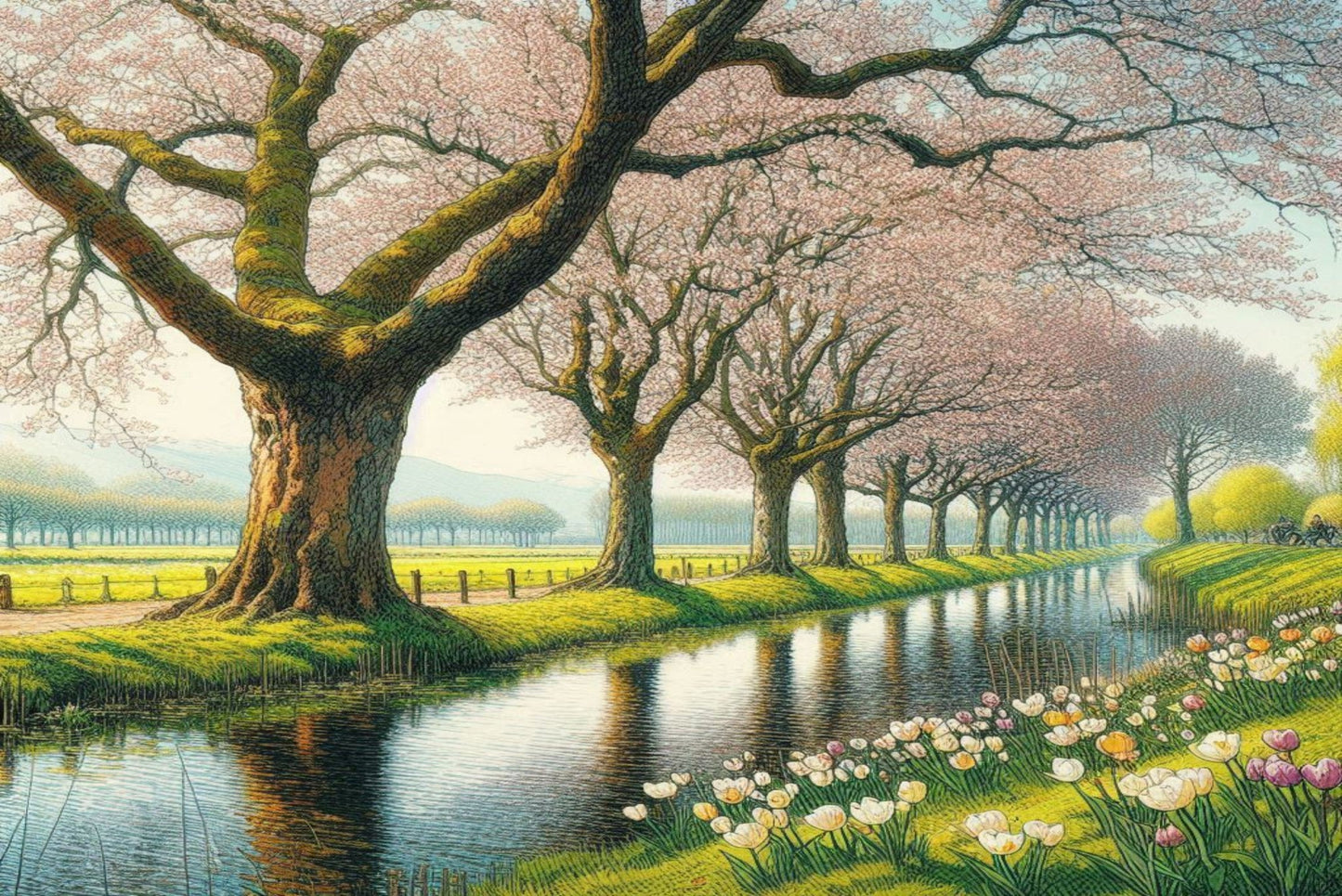 Ansichtkaart bomen in bloei