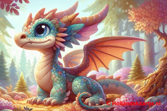 Ansichtkaart Draak in het bos