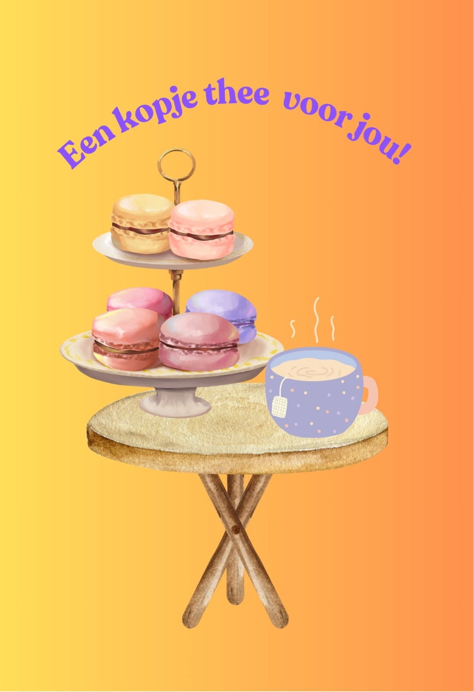 Minikaart Theekop met Macarons