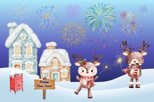 Ansichtkaart Happy New Year Reindeer, Postcrossing