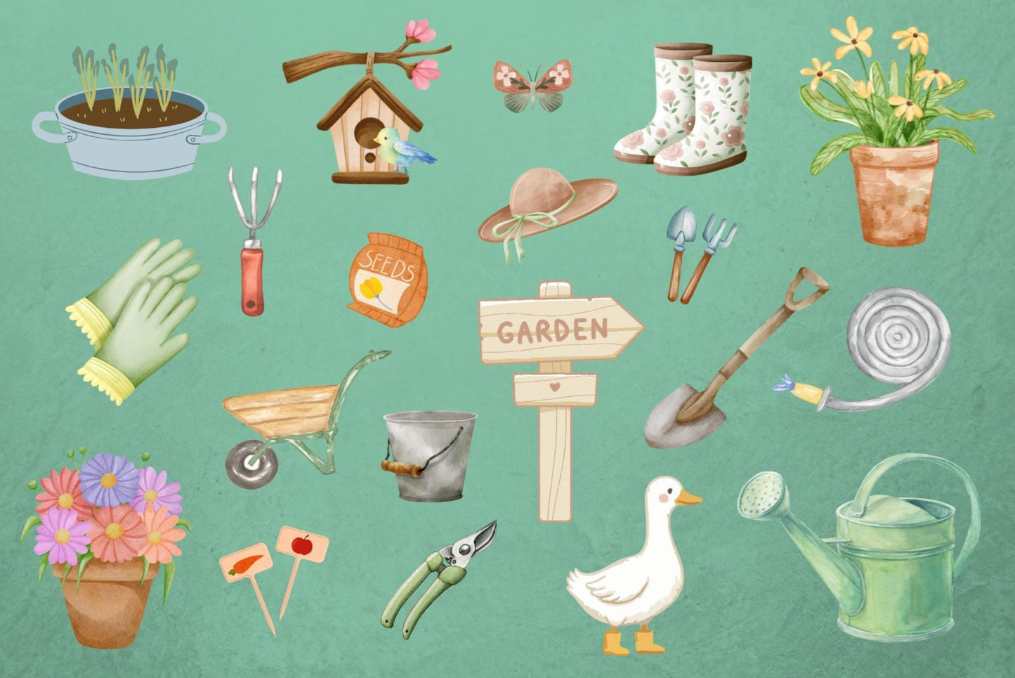Ansichtkaart In de tuin