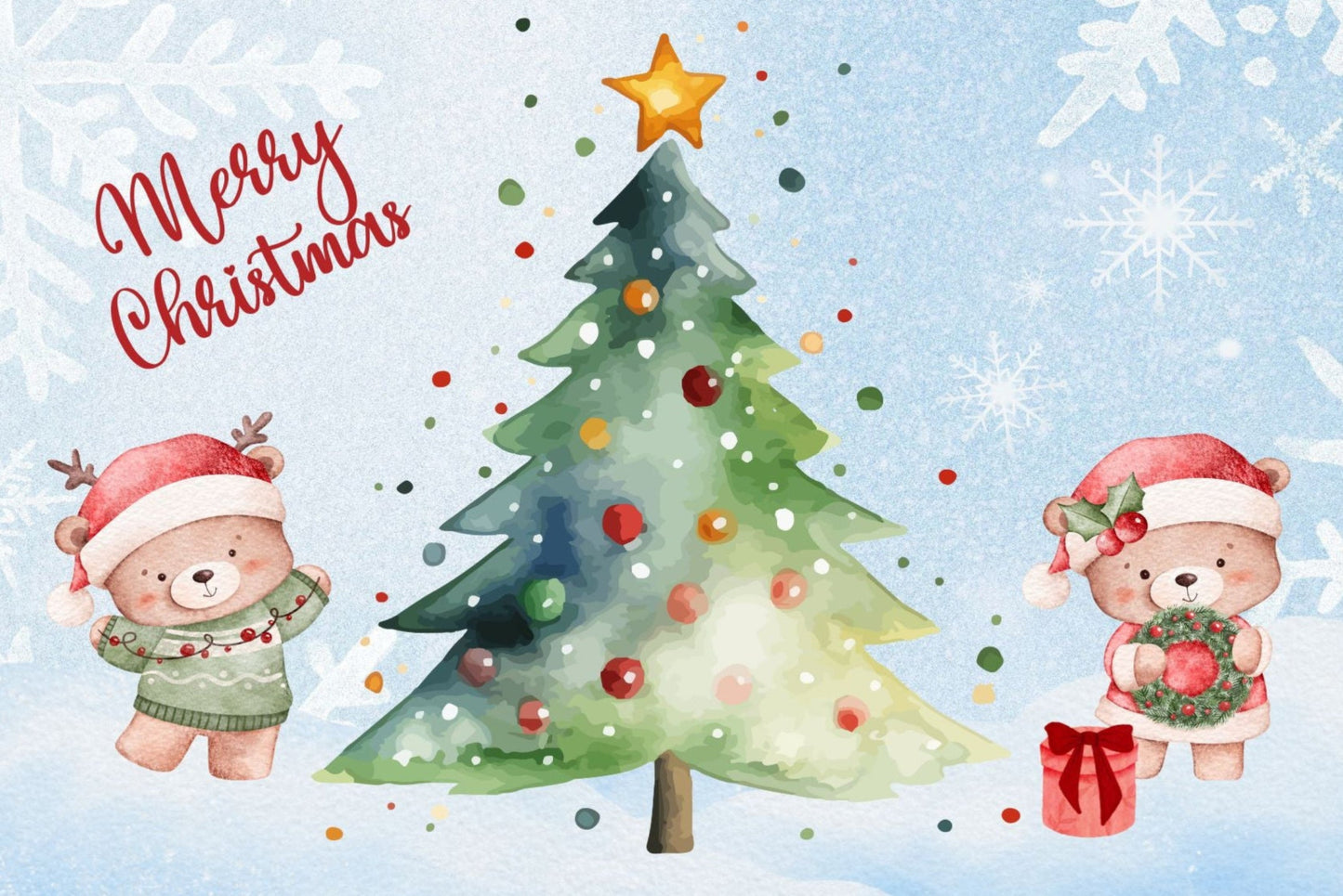 Ansichtkaart Merry Christmas Bears