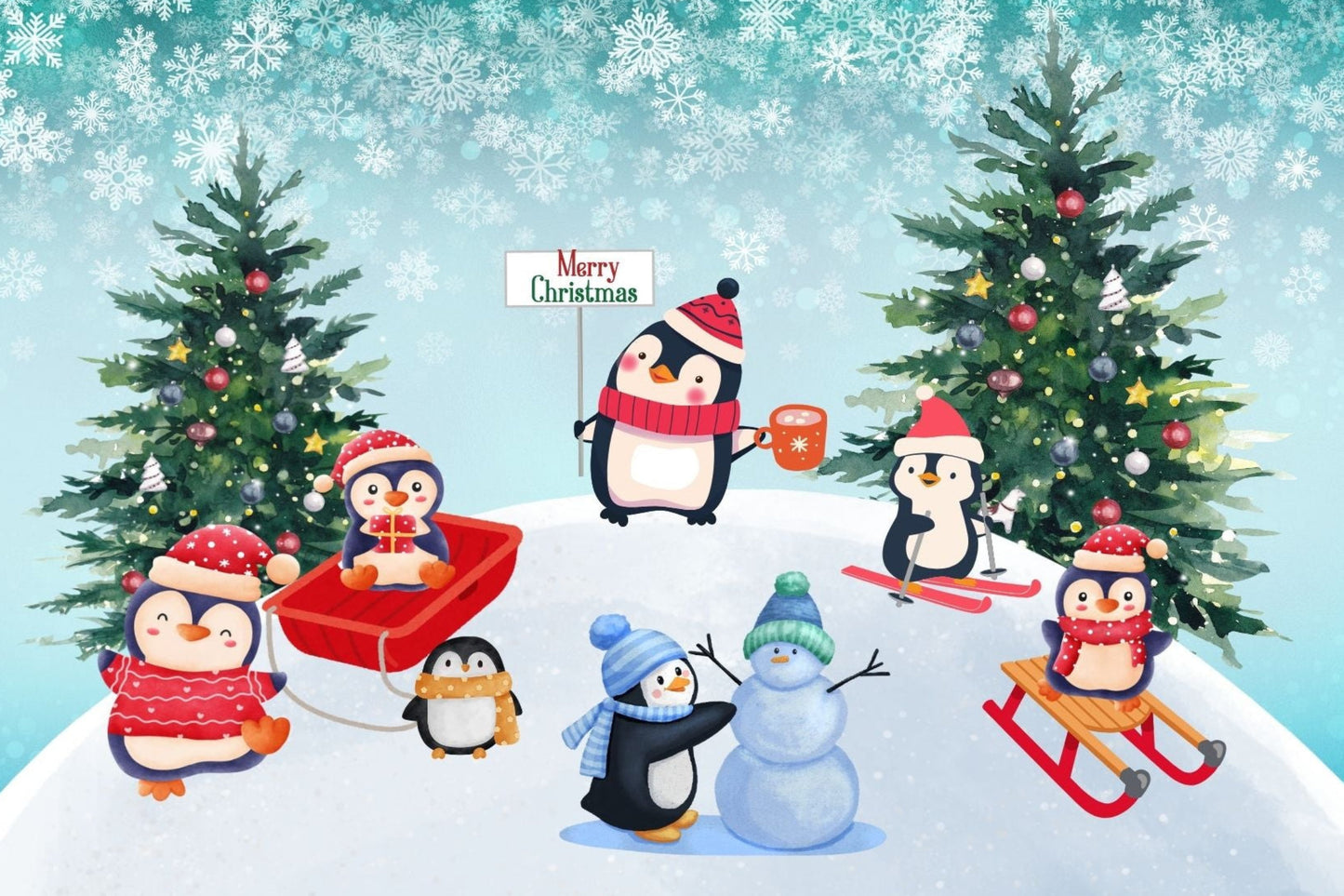 Ansichtkaart Pinguin Kerstmis