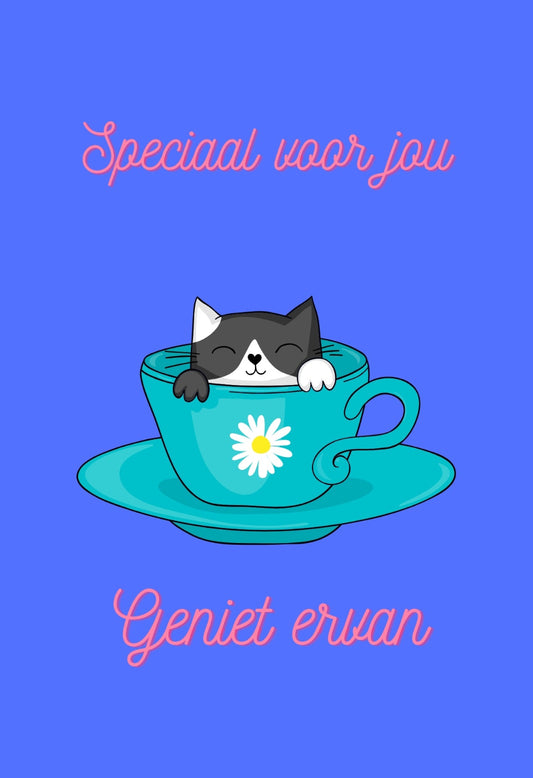 Minikaart Theekop met Kat