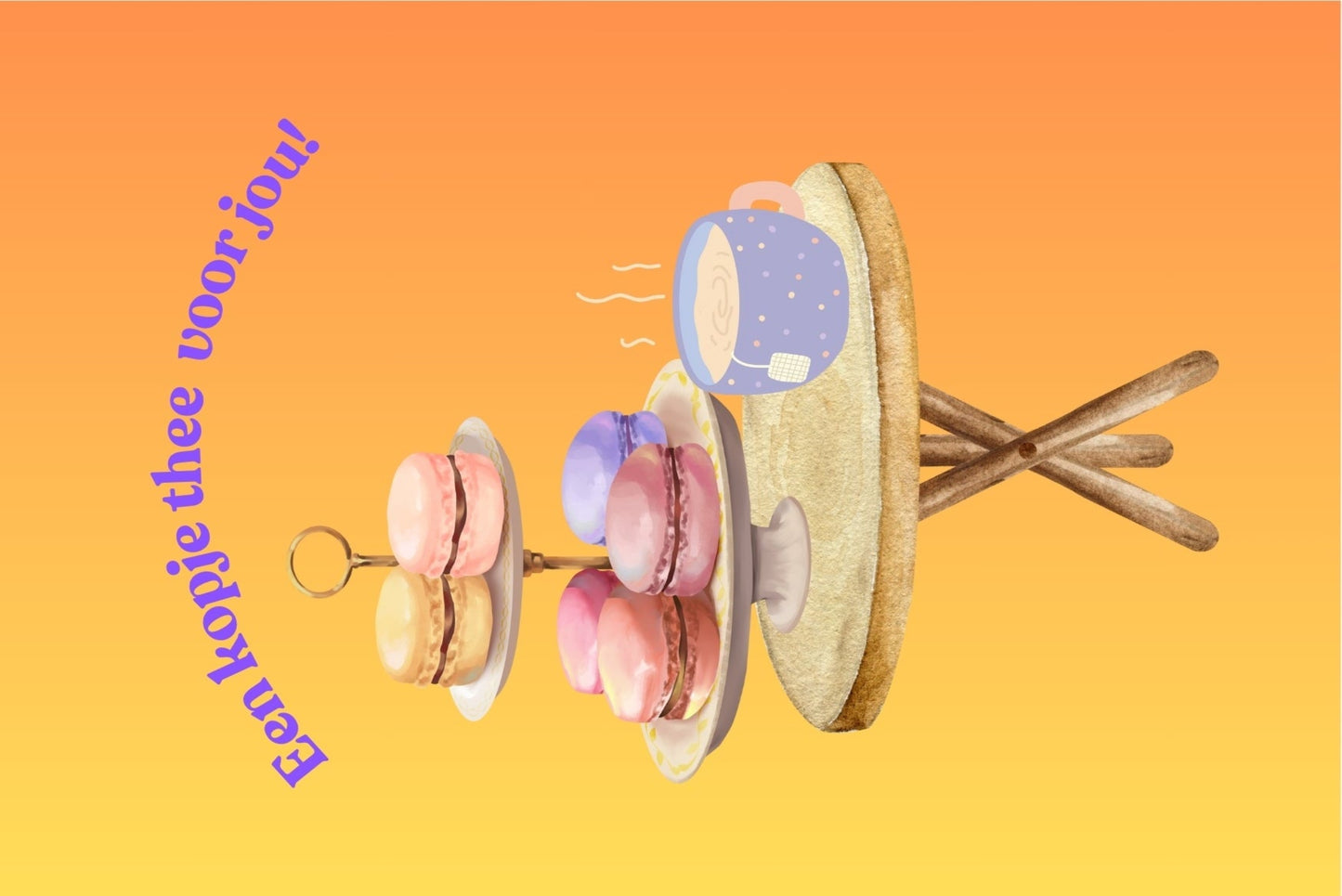 Minikaart Theekop met macarons