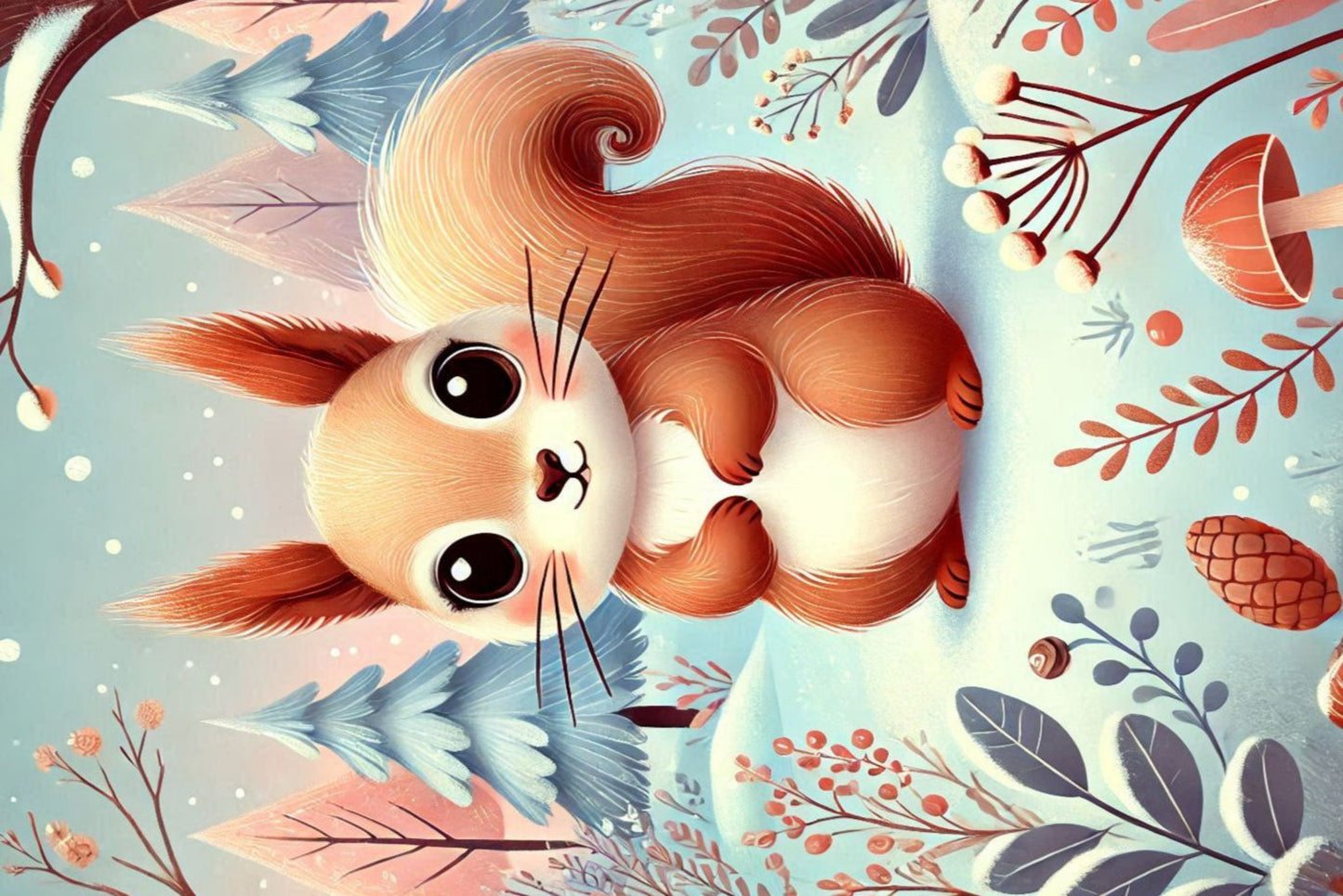 Ansichtkaart Winterdieren Eekhoorn