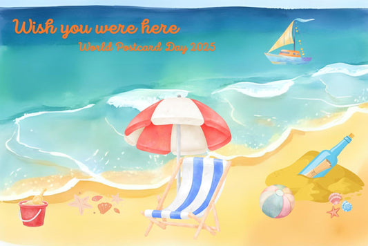 10 stuks Ansichtkaart World Postcard Day 2025, Wish you were here Strand