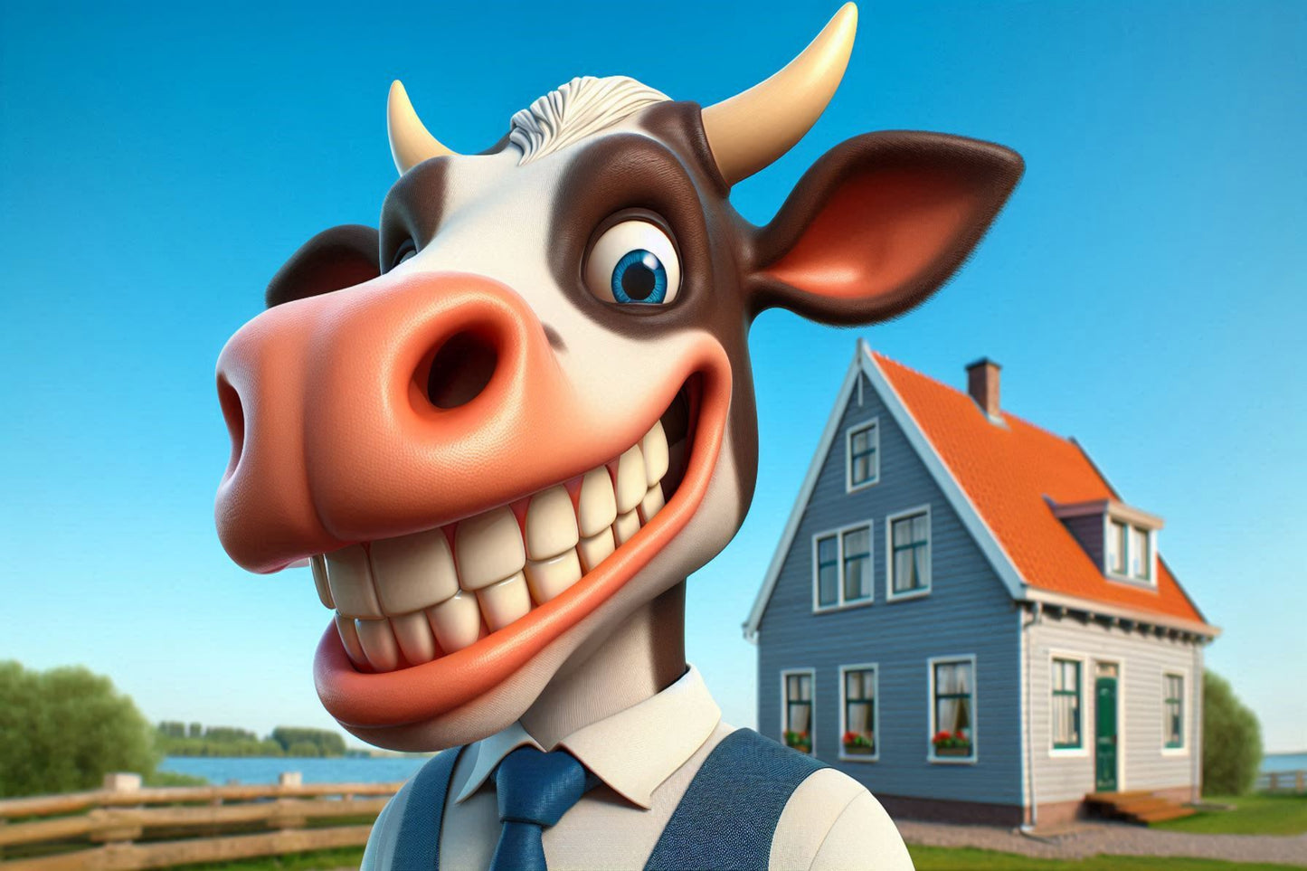 Ansichtkaart blije koe