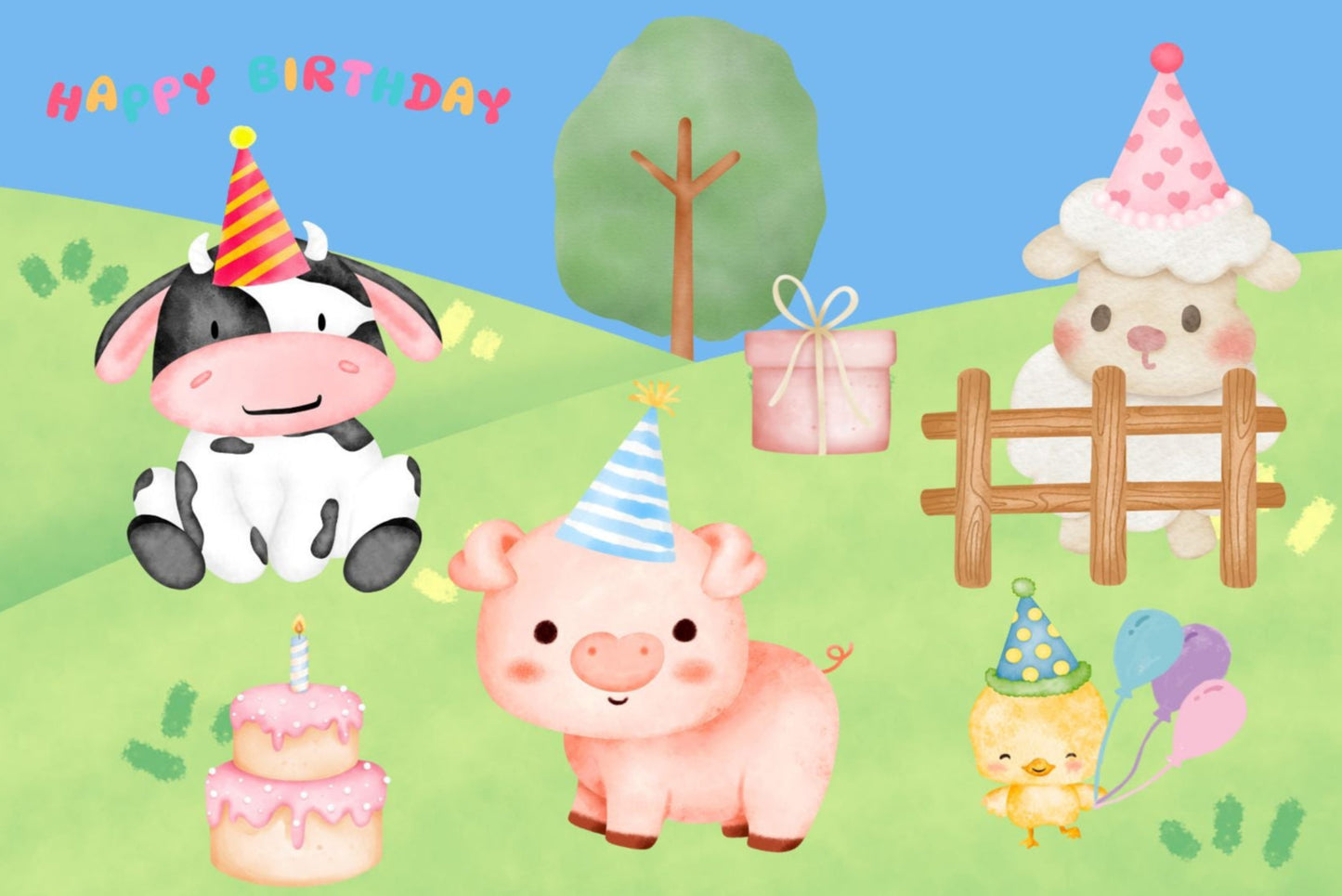 Ansichtkaart Happy Birthday Boerderij, Postcrossing