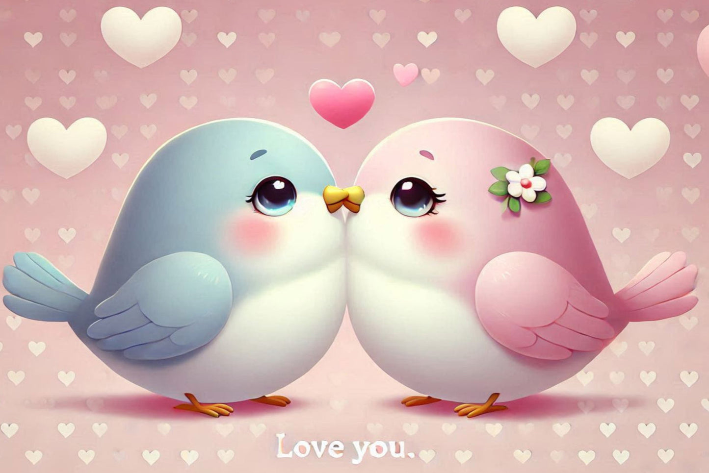 Ansichtkaart Ik hou van jou vogeltjes