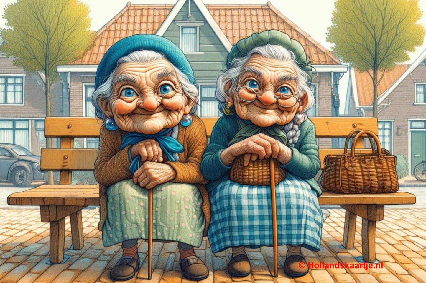 Ansichtkaart oma's op een bankje, Postccrossing