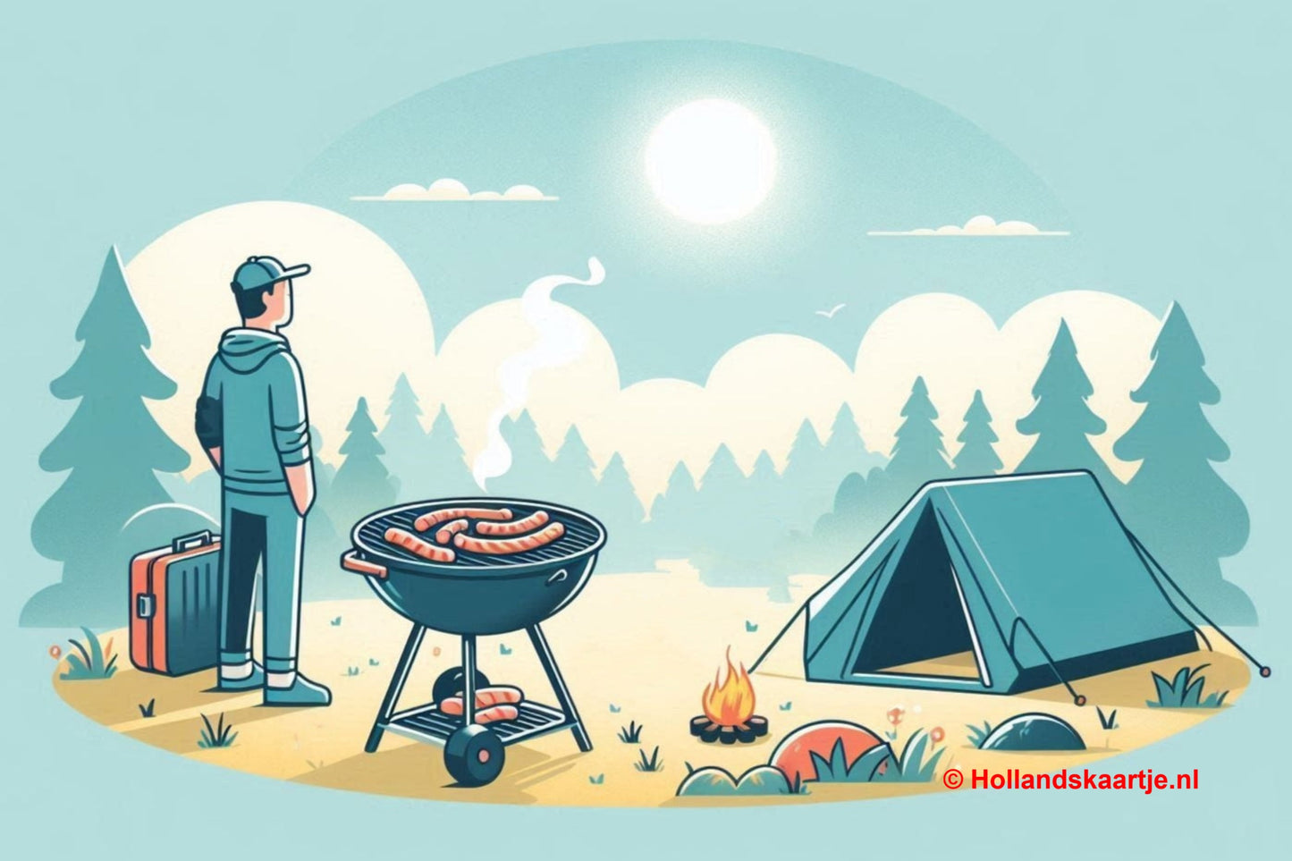 Ansichtkaart Vakantie bbq, postcrossing