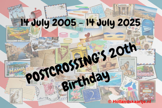 Ansichtkaart Postcrossings 20th birthday