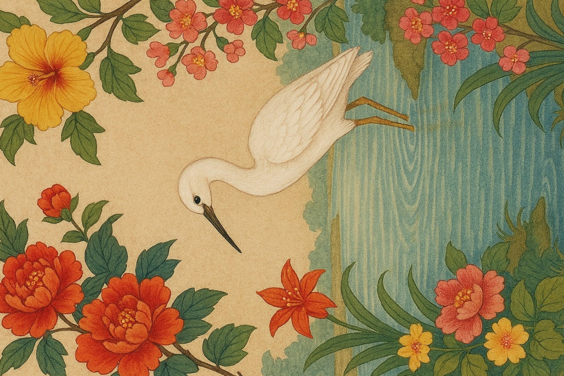 Ansichtkaart Aan de waterkant Witte Reiger