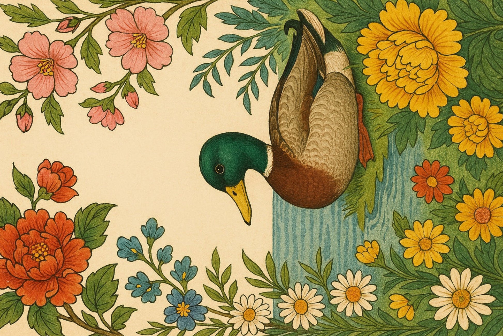 Ansichtkaart Aan de waterkant eend