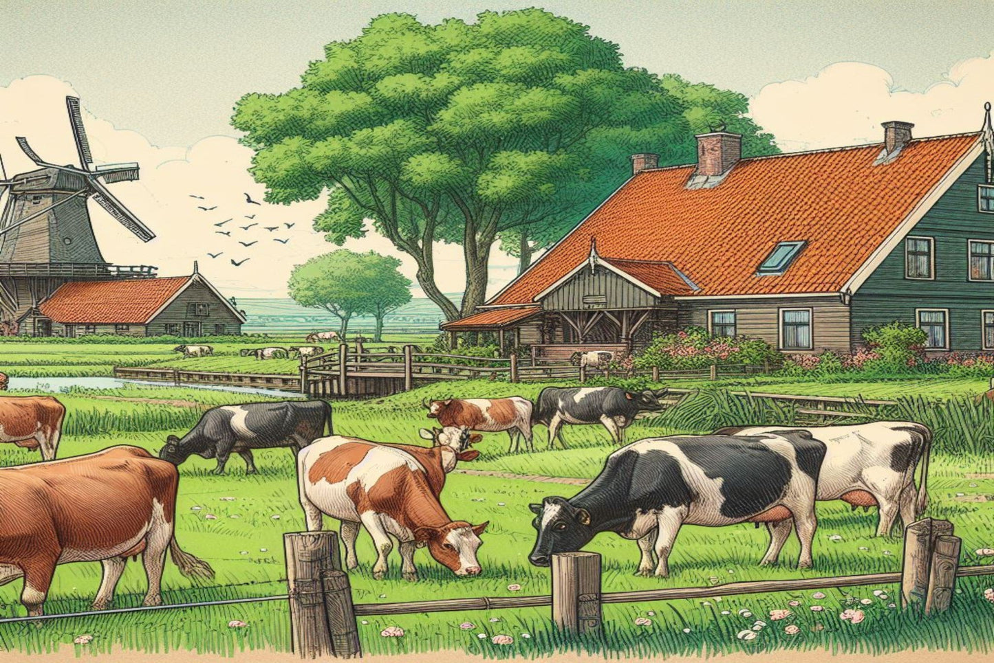 Ansichtkaart Boerderij met koeien