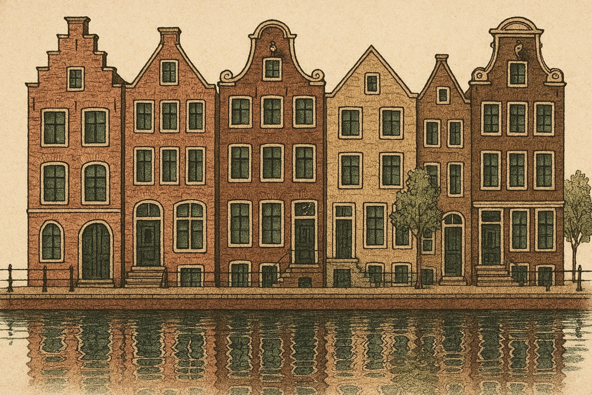 Ansichtkaart Grachtenhuizen Amsterdam