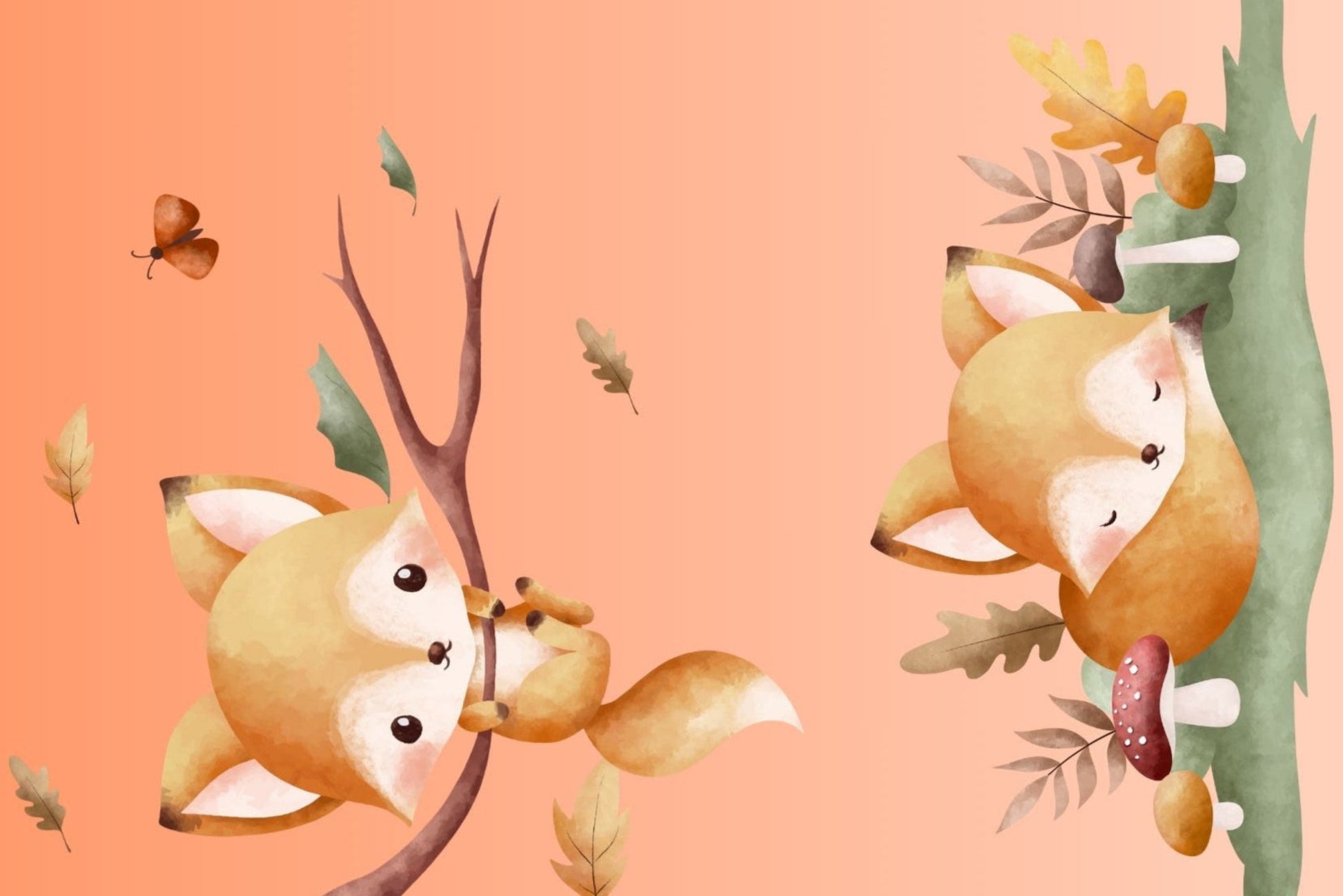 Ansichtkaart herfst Vosjes