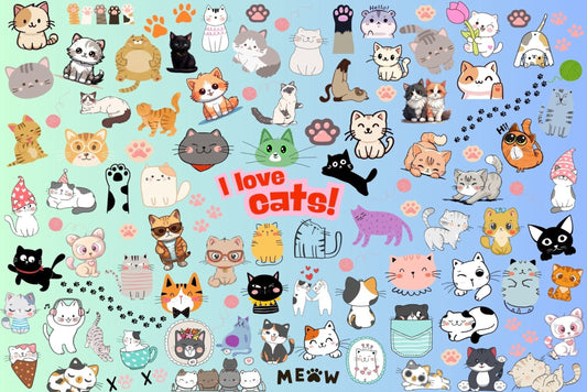 Ansichtkaart I love cats