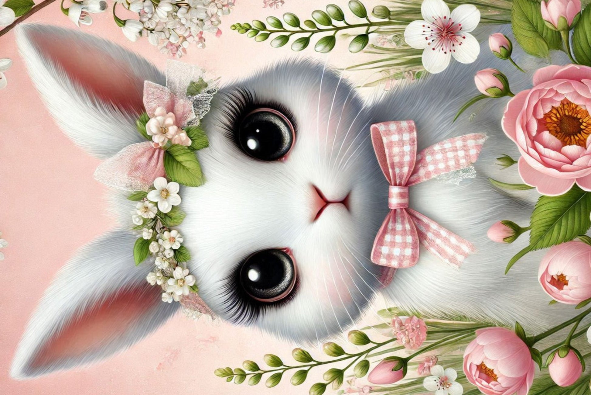 Ansichtkaart Lentedieren Konijn met strik