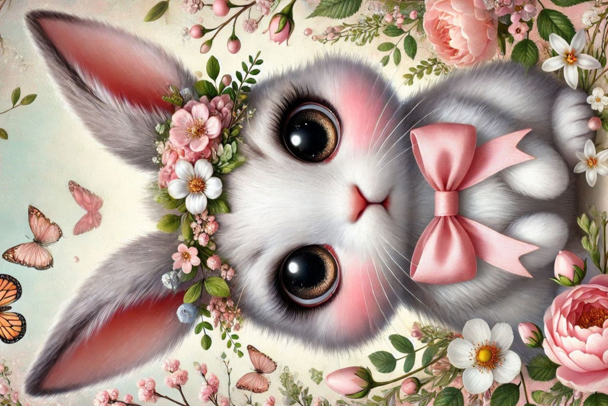 Ansichtkaart Lentedieren Konijn met strik