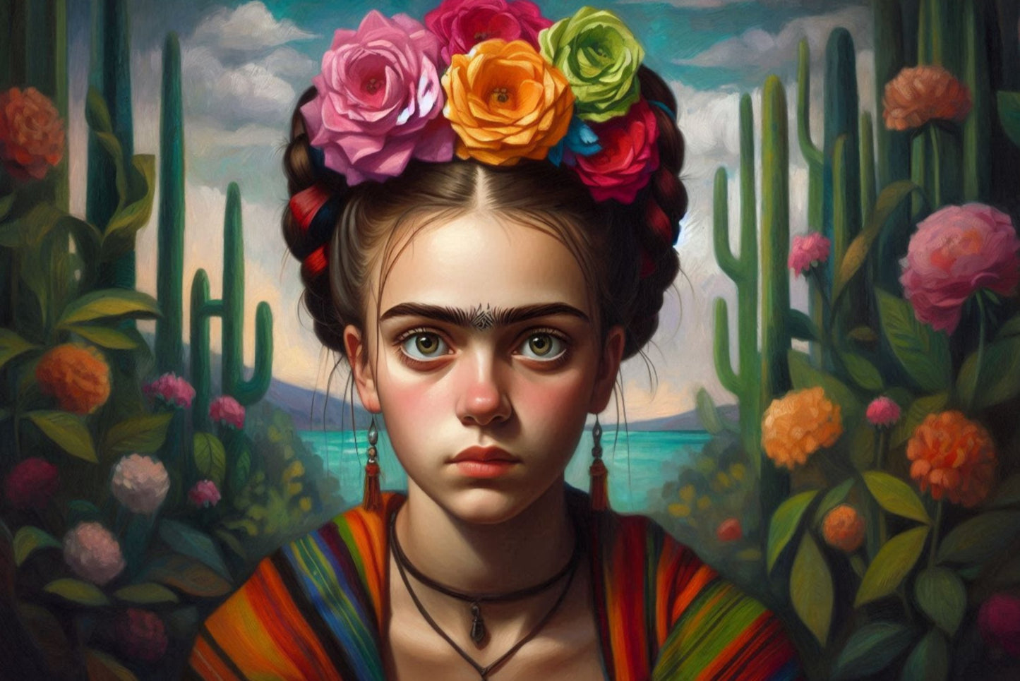 Ansichtkaart  Meisje met de bloemen