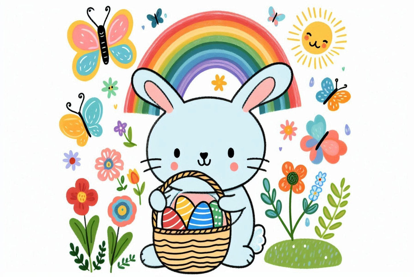 Ansichtkaart paashaas met eieren