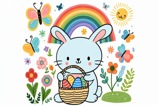 Ansichtkaart paashaas met eieren