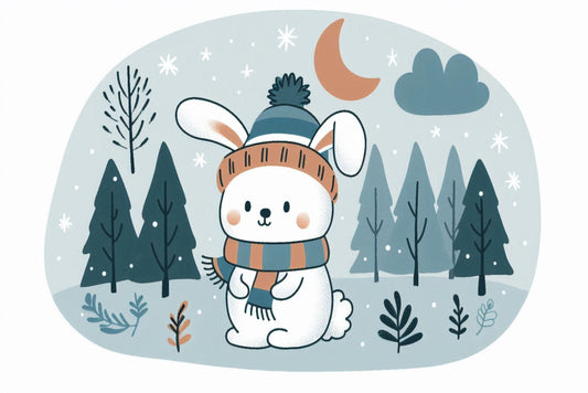 Ansichtkaart winterkonijn in bos