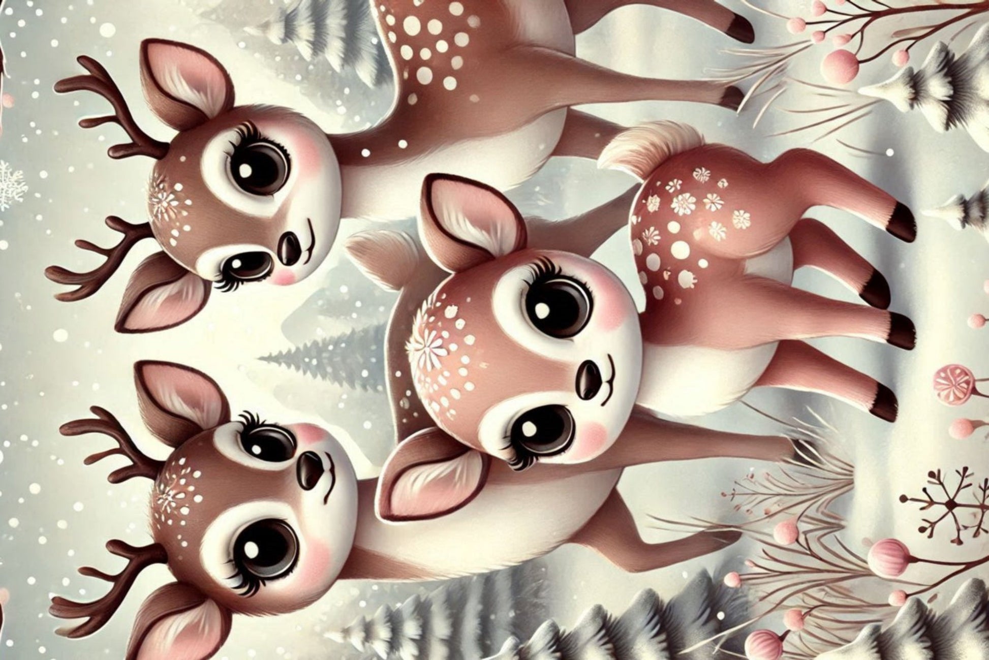 Ansichtkaart Winterdieren 3 herten