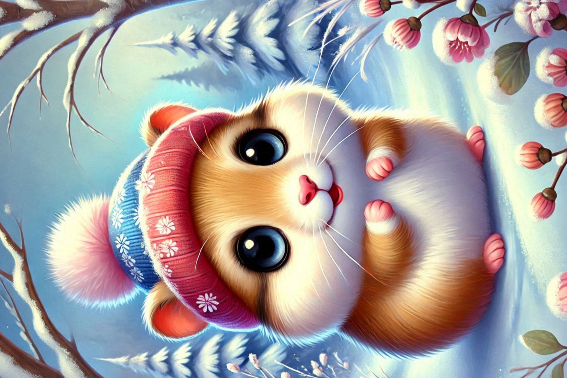 Ansichtkaart Winterdieren - Hamster