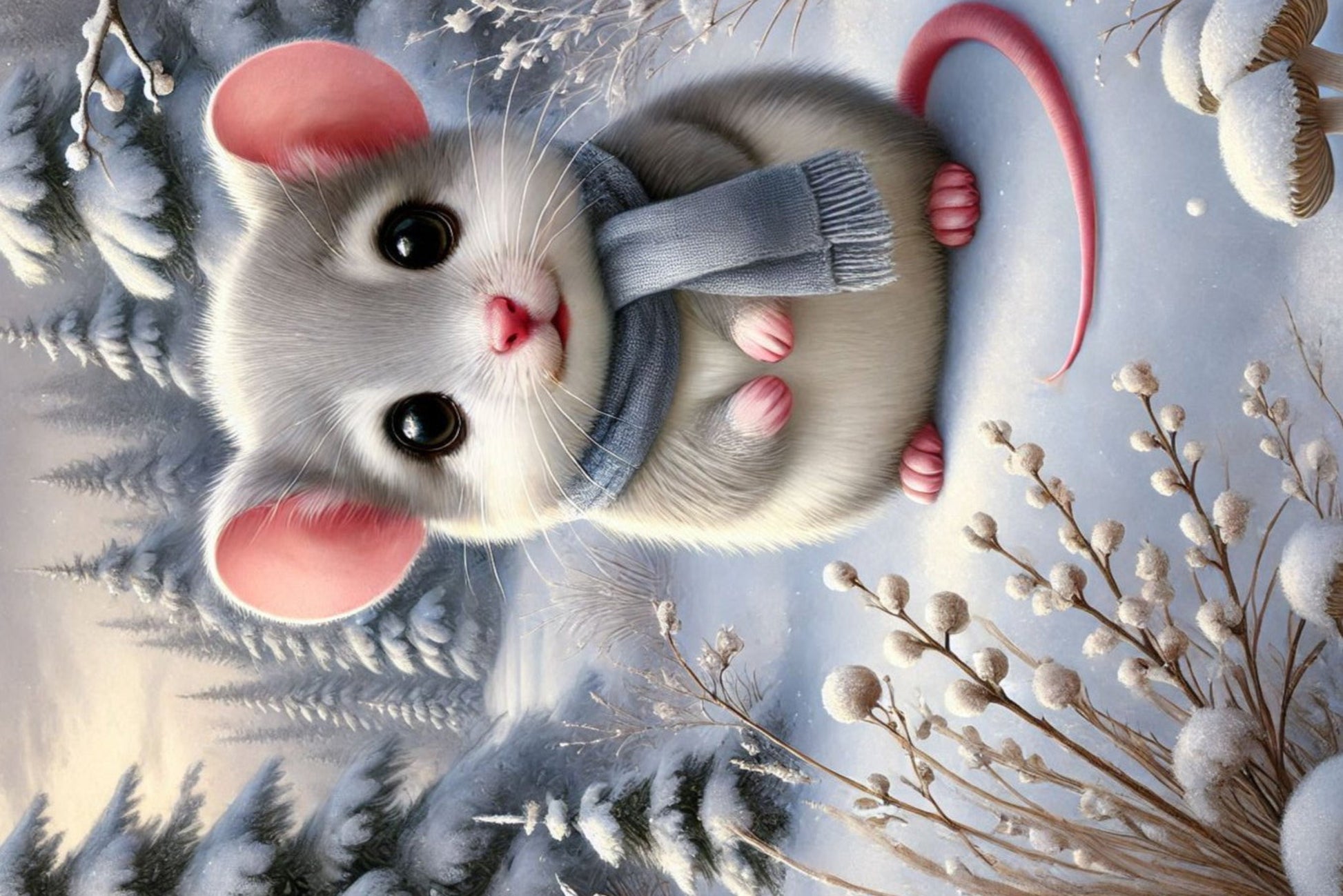 Ansichtkaart Winterdieren Muis