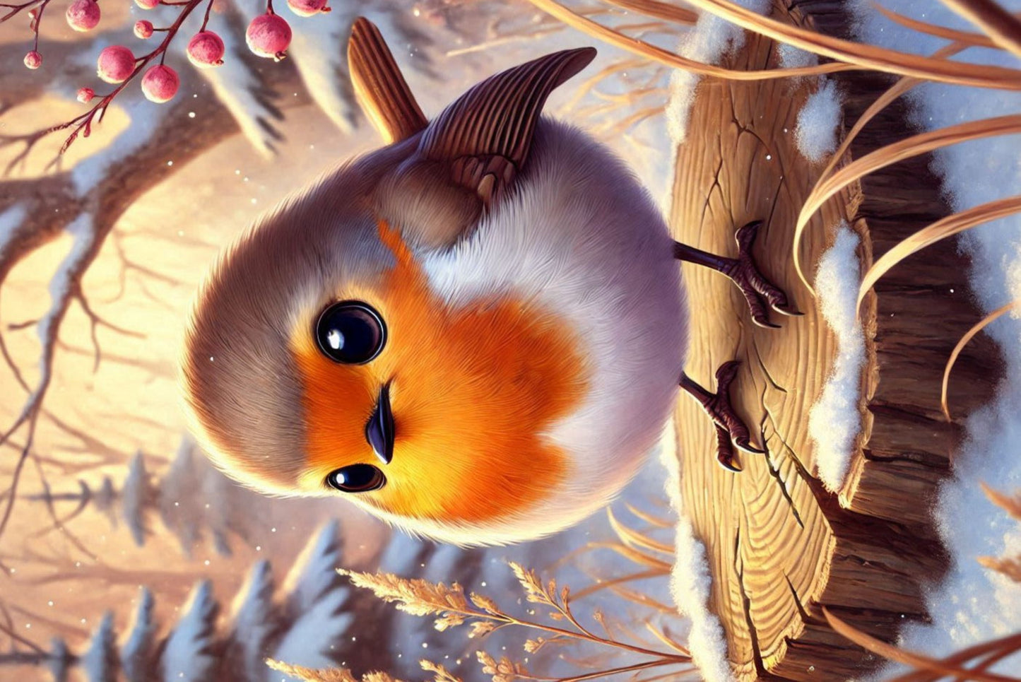 Ansichtkaart Winterdieren Roodborstje