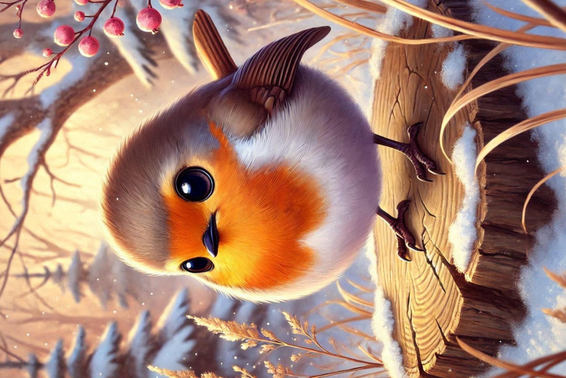 Ansichtkaart Winterdieren Roodborstje