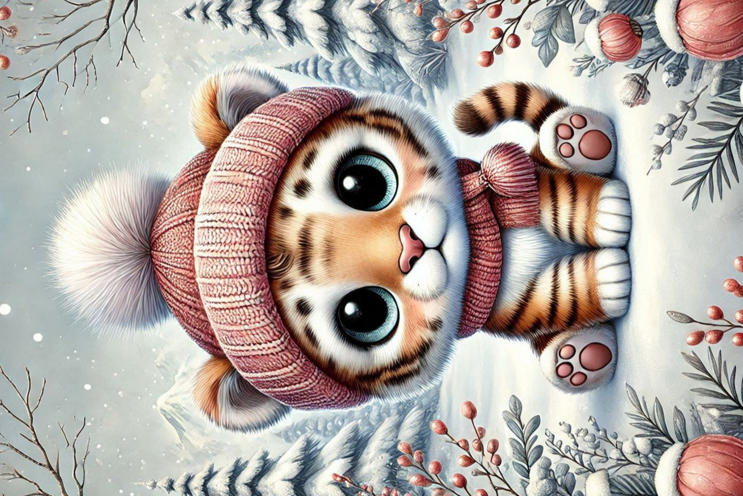 Ansichtkaart Winterdieren Tijger