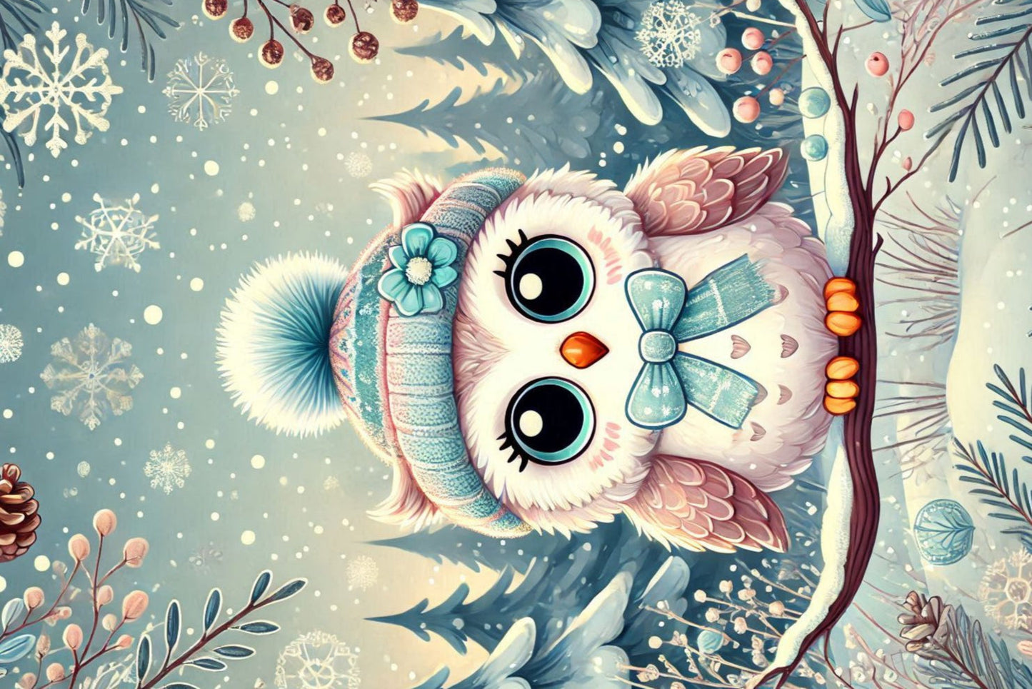 Ansichtkaart Winterdieren Uil