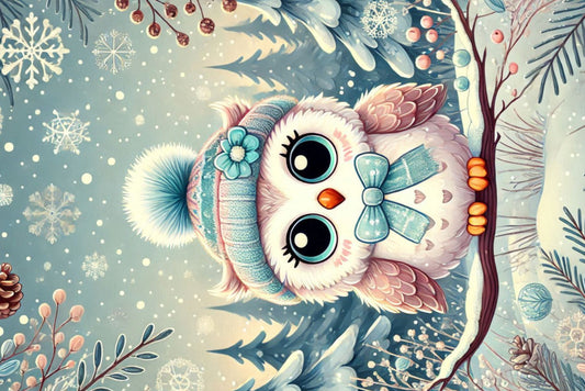 Ansichtkaart Winterdieren Uil