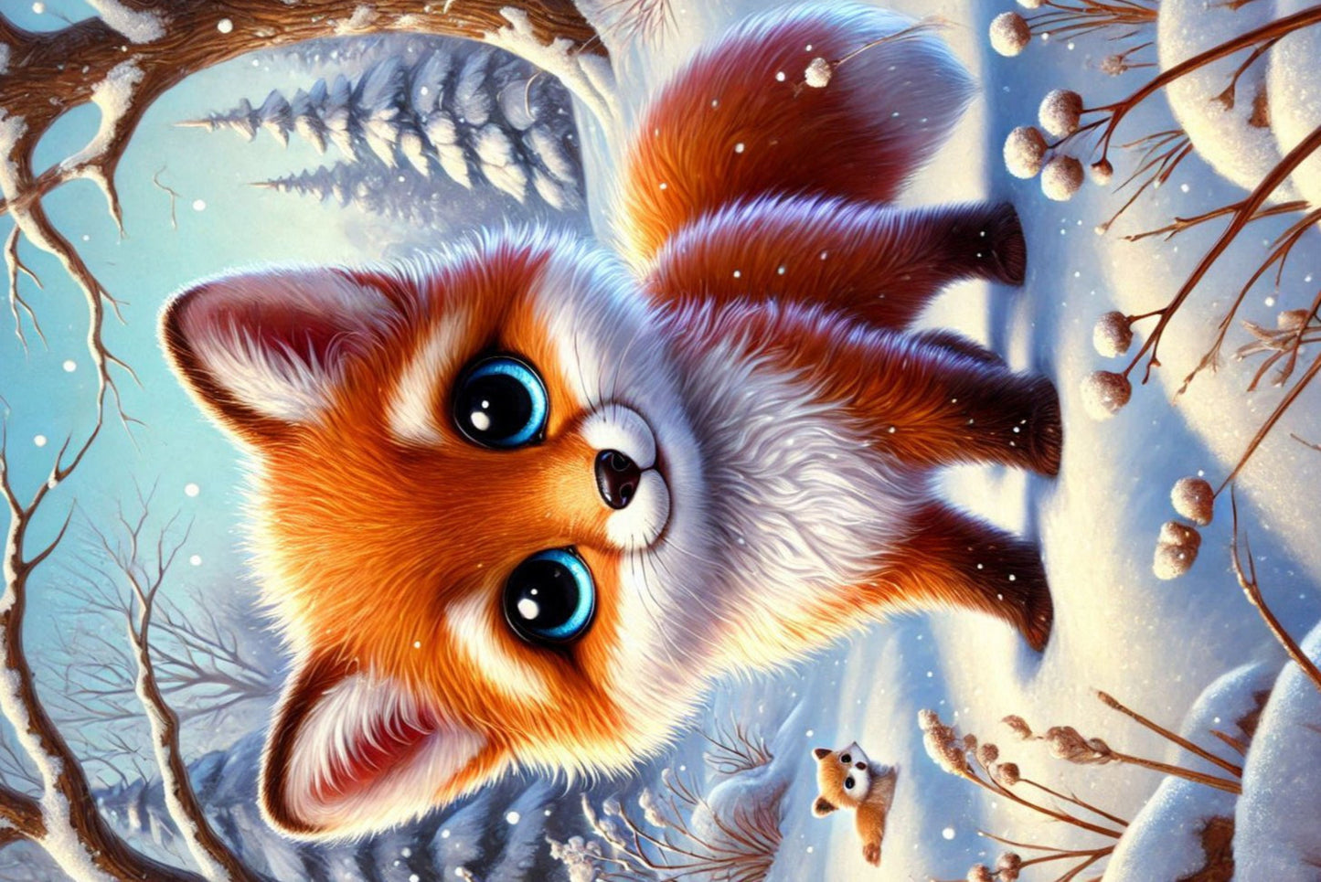 Ansichtkaart Winterdieren Vos