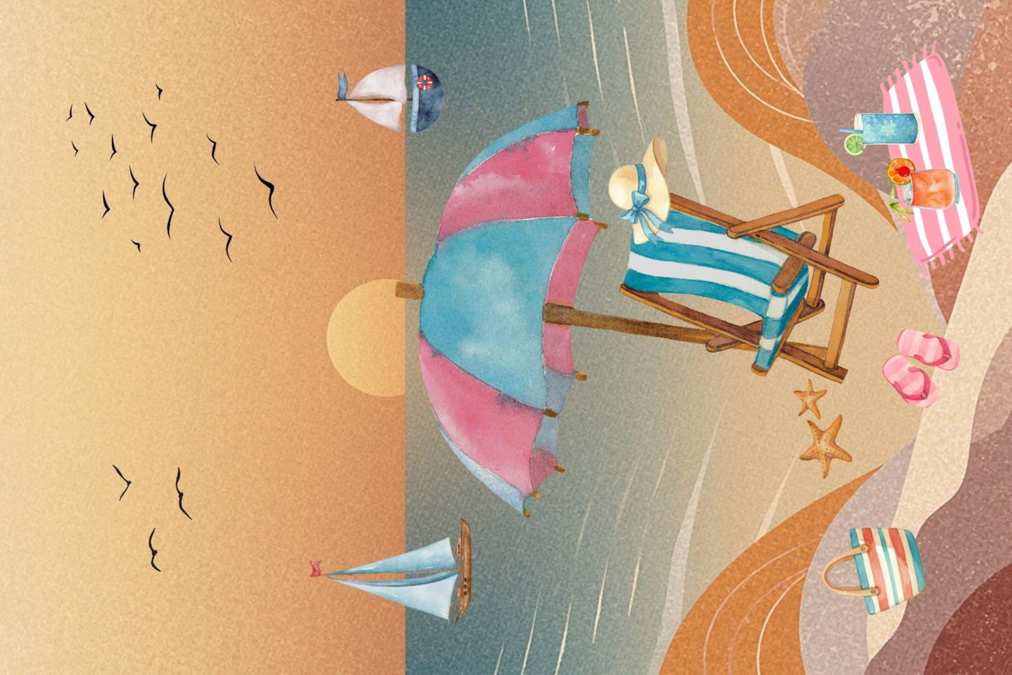 Ansichtkaart Zomeravond op he strand