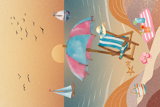 Ansichtkaart Zomeravond op he strand