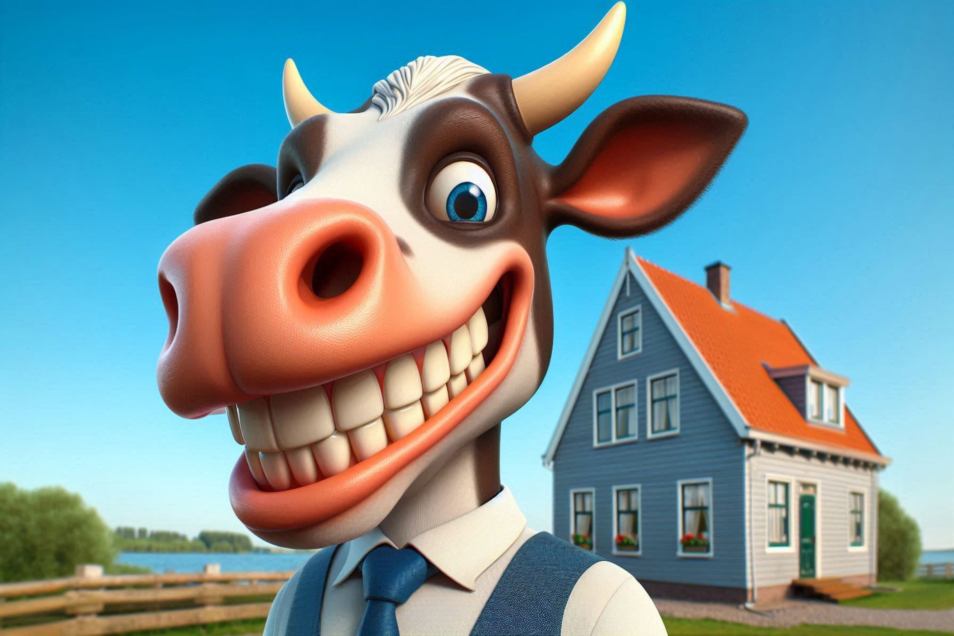 Ansichtkaart blije koe