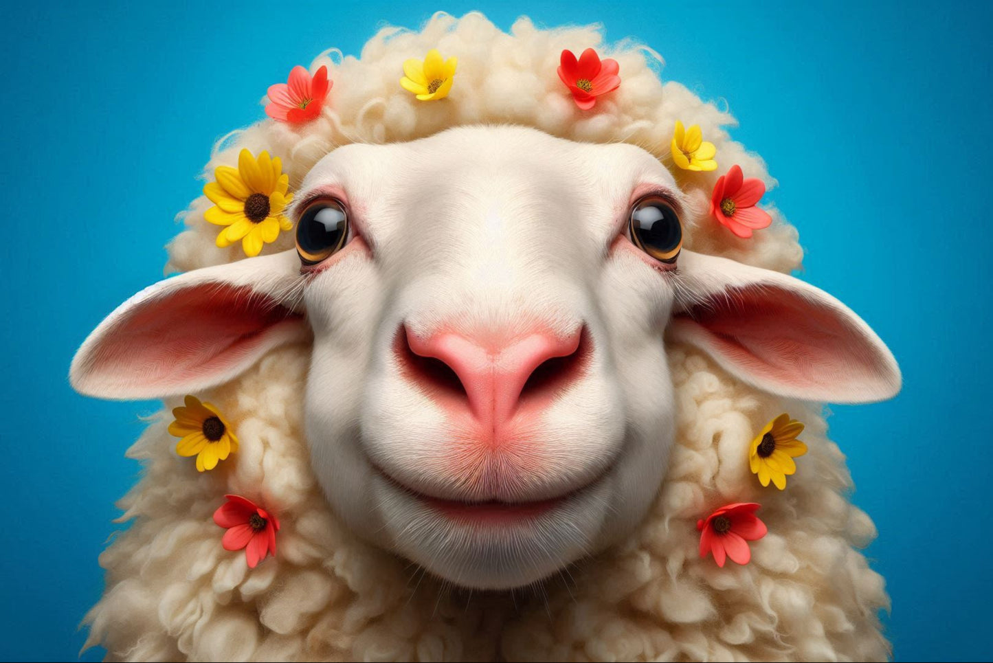 Ansichtkaart Bloemen Schaap