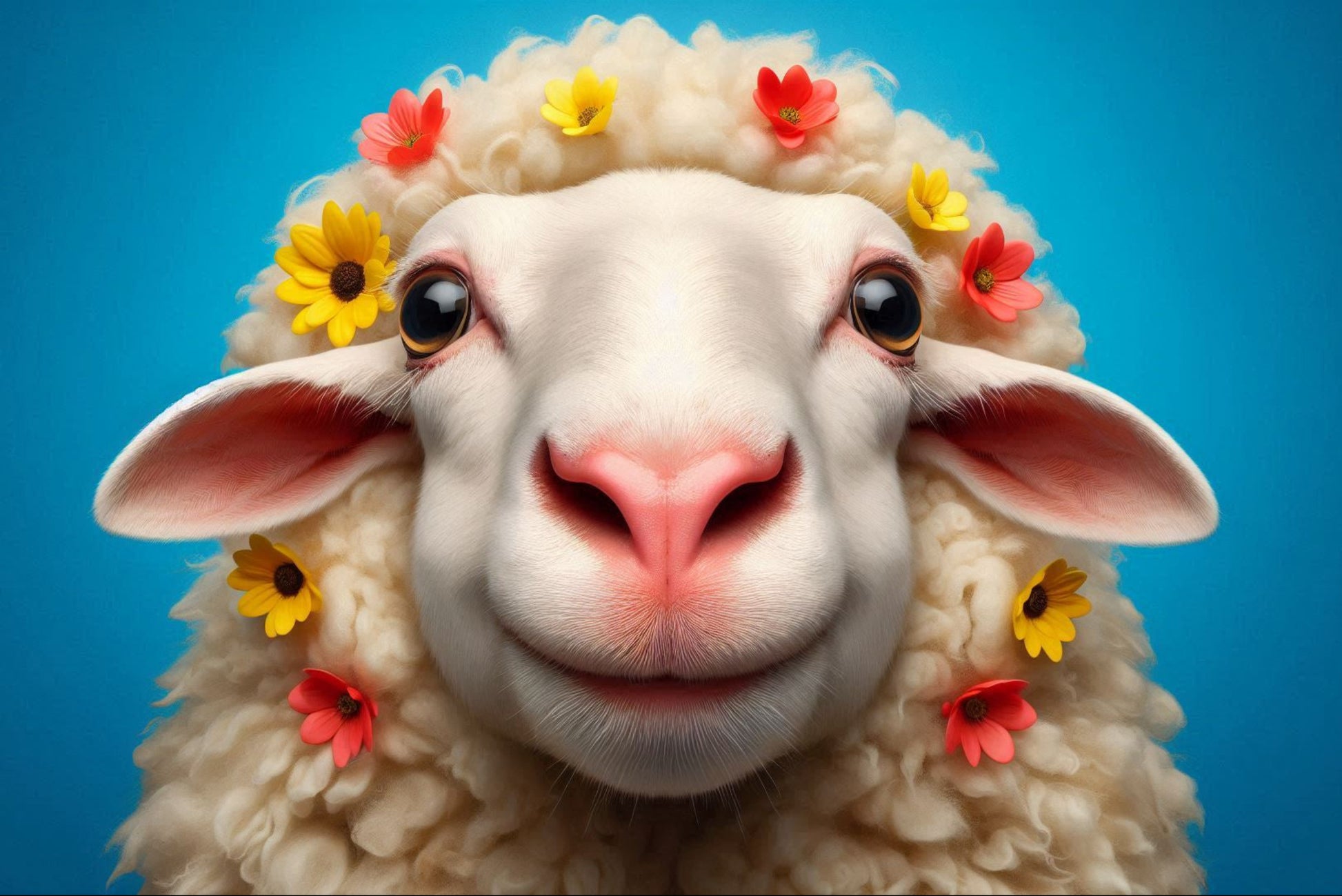 Ansichtkaart Bloemen Schaap