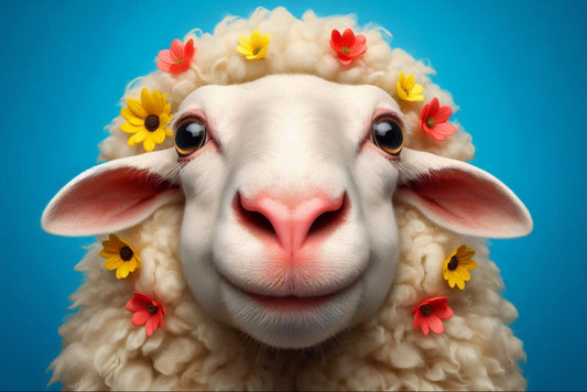 Ansichtkaart Bloemen Schaap
