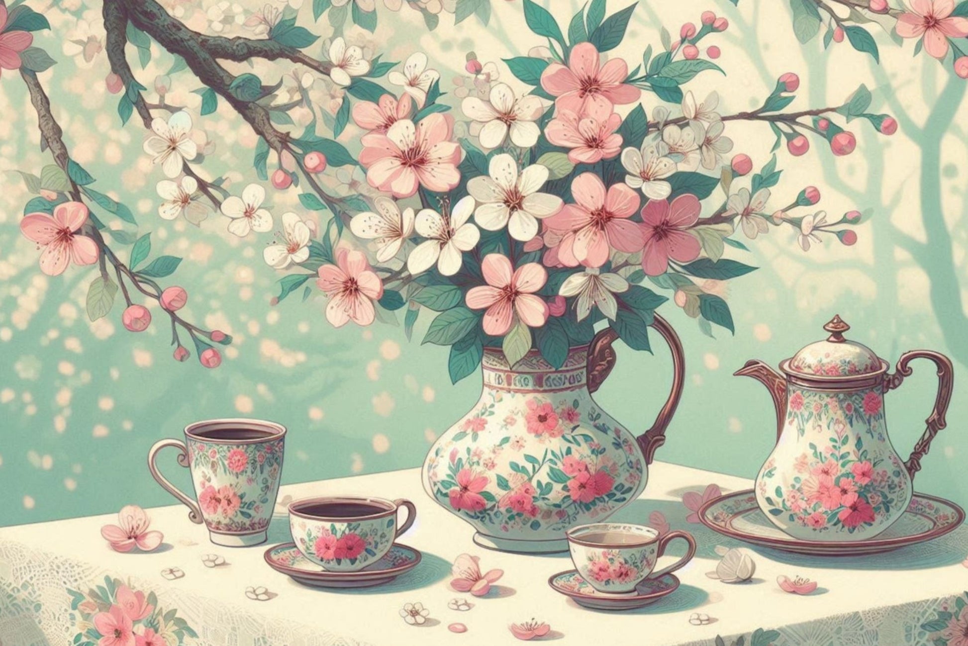 Ansichtkaart Bloesem koffie