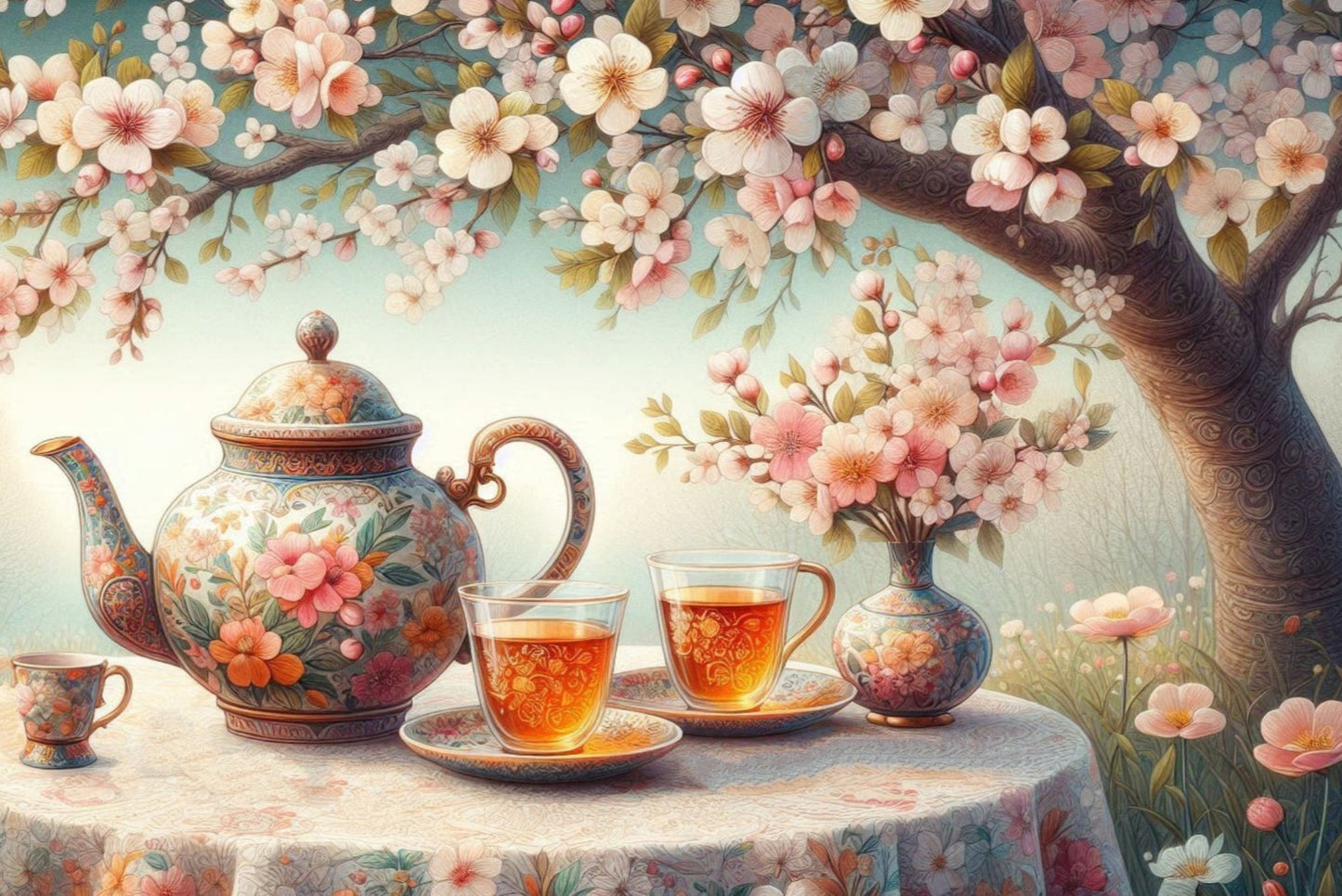 Ansichtkaart bloesem thee