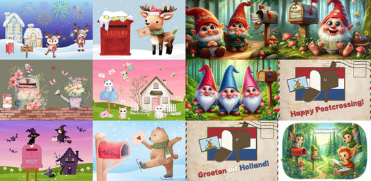 Ansichtkaarten met brievenbussen
